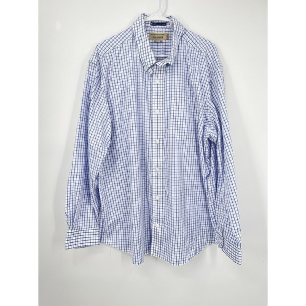 Duluth Trading Wrinklefighter Men's XL Blue‎ Plaid Long Sleeve Button Down Shirt